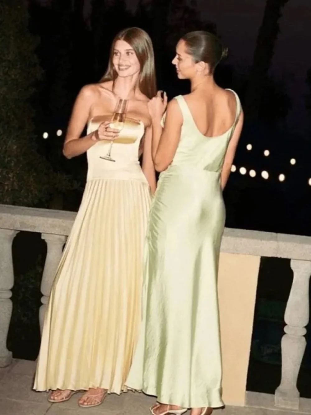 Abercrombie & Fitch Giselle Strapless Drop-Waist Maxi Dress in Butter Yellow
